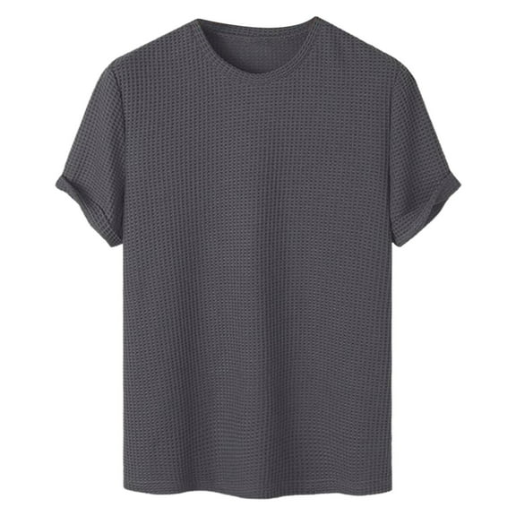 Taqqpue Mens Short Sleeve Top Waffle T-Shirts Solid Crew Neck Comfy Casual Shirt Summer Trendy Beach Tee Tops