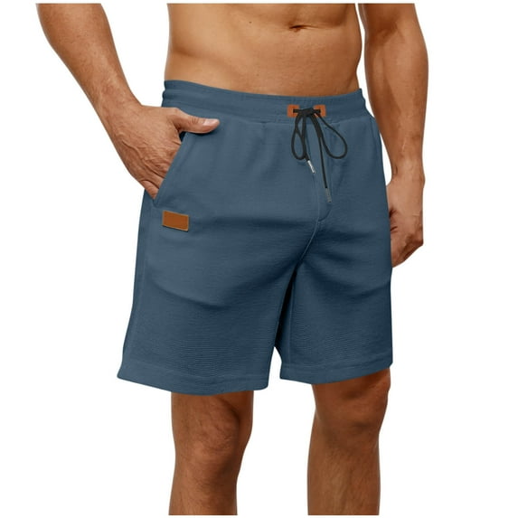 Taqqpue Mens Shorts Casual Waffle Elastic Waist Drawsting Summer Beach Shorts Strech Quick Dry Athletic Shorts with Pockets