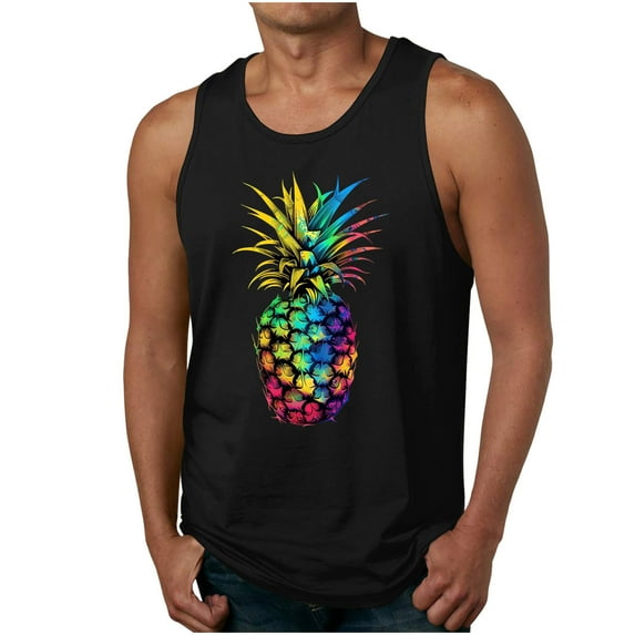 Taqqpue Mens Summer Beach Plus Size Tank Tops Casual Crew Neck Workout Gym Sleeveless Shirts Quick Dry Palm Tree Vintage Style T-Shirt