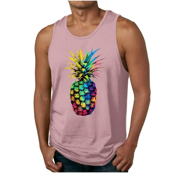 Taqqpue Mens Summer Beach Plus Size Tank Tops Casual Crew Neck Workout Gym Sleeveless Shirts Quick Dry Palm Tree Vintage Style T-Shirt