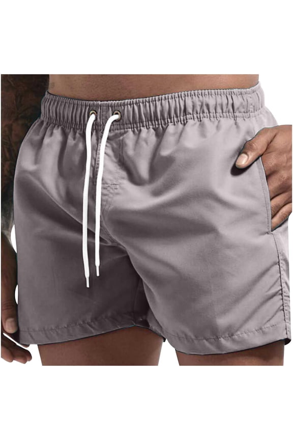 Mens Swim Trunks Smooth Breathable Solid Beach Shorts Elasticated Drawstring Trousers Quick Dry Summer Shorts for Men