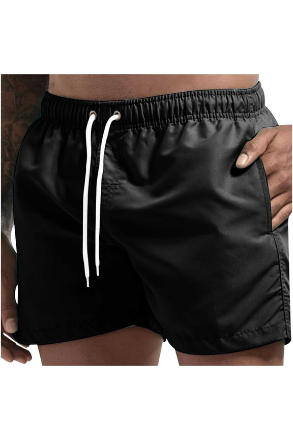 Mens Swim Trunks Smooth Breathable Solid Beach Shorts Elasticated Drawstring Trousers Quick Dry Summer Shorts for Men