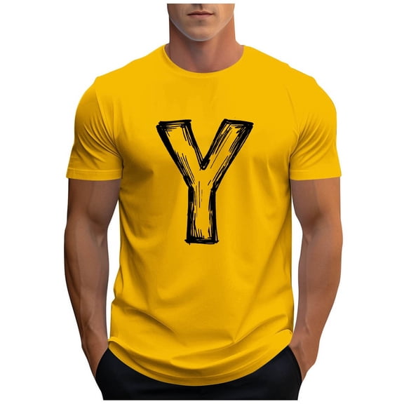 Taqqpue Mens T-Shirts Casual Letter Graphic Print Crew Neck Short Sleeve Shirts Baggy Collared Lightweight Everyday Tshirt Summer Tee Top