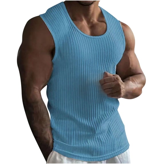 Taqqpue Mens Tank Top Ribbed Knit Sleeveless Shirts Running Workout Tops Summer Casual T Shirts Moisture Wicking Stretch Comfy Muscle Athletic Shirts