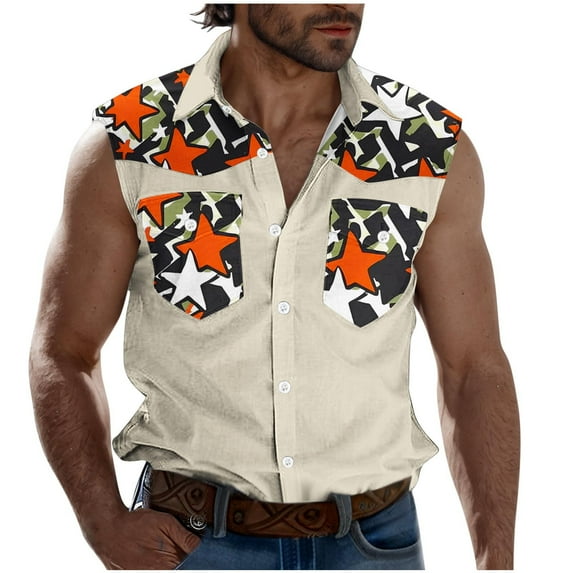 Taqqpue Mens Tank Tops Casual Graphic Button Down Sleeveless Shirts Vests Summer Loose Fit Beach Vacation Tee Shirts with Pockets
