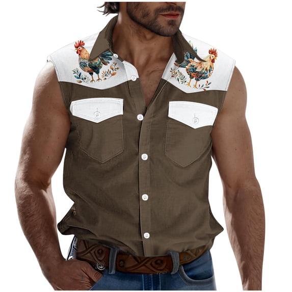 Taqqpue Mens Tank Tops Casual Graphic Sleeveless Button Down Shirts Vests Summer Loose Fit Beach Vacation Tee Shirts with Pockets