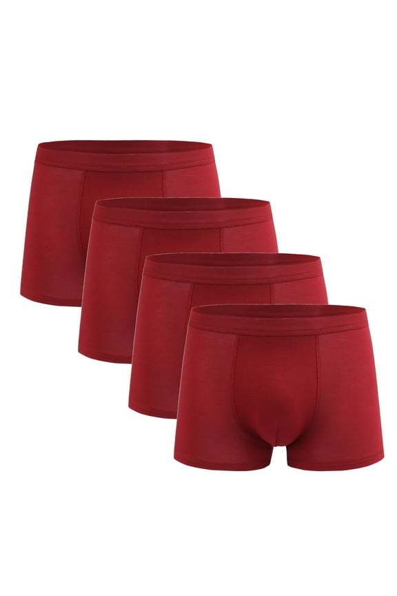 Mens Trunks Underwear Soft Breathable Boxer Briefs Super Fit Underwear Stretch Support Pouch Underwear Moisture-Wicking Comfort Lightweight Underpants 4 Pack