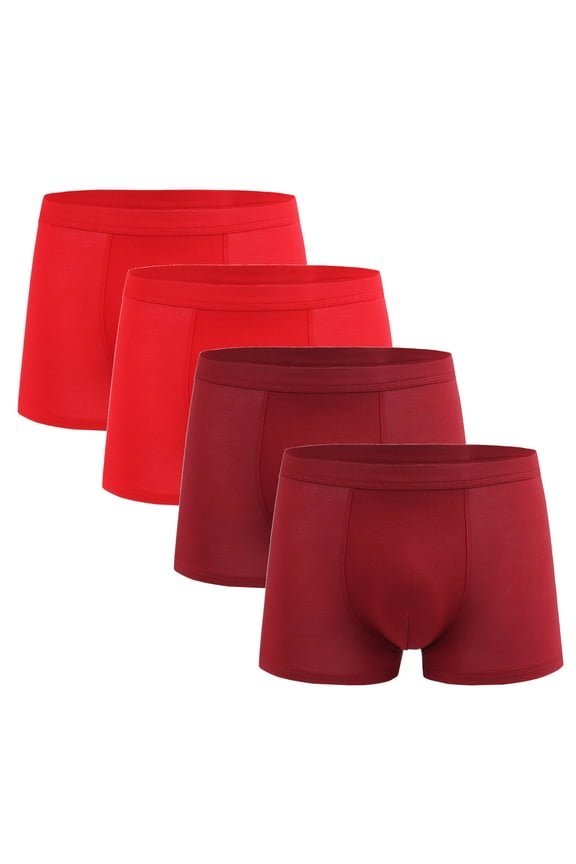 Mens Trunks Underwear Soft Breathable Boxer Briefs Super Fit Underwear Stretch Support Pouch Underwear Moisture-Wicking Comfort Lightweight Underpants 4 Pack