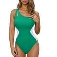 thumbnail image 1 of Taqqpue One Shouder One Piece Swimsuit for Women Tummy Control Bathing Suits Slimming Swinsuit Modest Full Coverage Keyhole Swimwear, 1 of 5