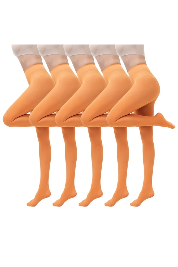 Opaque Skin Color Tights for Women, Tummy Compression Plus Size Tights, Control Top Microfiber Pantyhose for Women