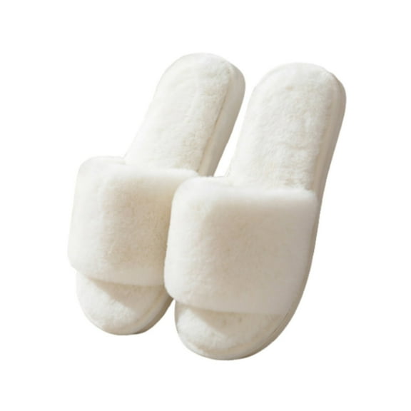 Taqqpue Open Toe House Slippers for Women Solid Color Soft Cotton Indoor Shoes Memory Foam Slip On Bedroom Slippers