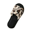 thumbnail image 1 of Taqqpue Open Toe Slippers for Women Leopard Print Plush Slipper at Home Keep Warm Fall and Winter Woolen Slipper Trendy House Slippers, 1 of 3