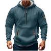 Taqqpue Oversize Hoodies for Men Casual Solid Color Hooded Sweatshirts Fall Winter Plus Size Quarter Zip Pullover Tops with Pockets