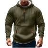 Taqqpue Oversize Hoodies for Men Casual Solid Color Hooded Sweatshirts Fall Winter Plus Size Quarter Zip Pullover Tops with Pockets