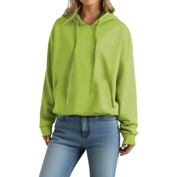 Taqqpue Oversize Hoodies for Women Casual Solid Color Pullover Tops Fall Winter Long Sleeve T-shirt Loose Fit Hooded Sweatshirt with Pockets