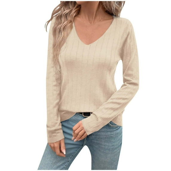 Taqqpue Oversize T Shirts for Women Casual Solid Color V Neck Long Sleeve Shirts Fall Winter Loose Fit Plus Size Blouse Tops Pullover