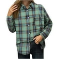 thumbnail image 1 of Taqqpue Oversized Flannel Shirt Women Long Sleeve Plaid Button Down Shirt Outwear Fall Winter Loose Fit Plus Size Blouse Tops with Pockets, 1 of 6