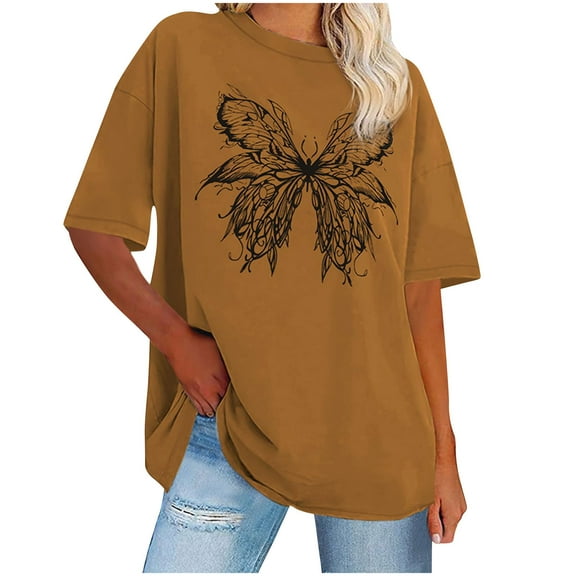 Taqqpue Oversized Tshirts for Women Bow Graphic Tees Short Sleeve Shirts 2025 Summer Casual Loose Fit Beach Tops