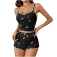 thumbnail image 1 of Taqqpue Pajamas Set for Women 2 Piece Cherry Print Loungewear Sleeveless Cami Top and Elastic Waist Shorts Set Sleepwear, 1 of 4