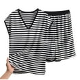 thumbnail image 1 of Taqqpue Pajamas for Women Set 2 Piece Modal Soft Sleepwear Sleeveless V Neck Striped Pjs Top and Shorts with Pockets Lounge Set Plus Size XL-5XL, 1 of 3