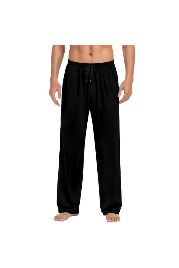 Pants for Mens Solid Color Pajama Pants Sleep Lounge Bottoms Casual Loose Soft Comfy Long Trouser Pant Sleepwear with Pockets