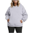 thumbnail image 1 of Taqqpue Plus Size Hoodies for Women Solid Color Hooded Sweatshirt Fall Winter Loose Long Sleeve Pullover Top with Pockets, 1 of 5