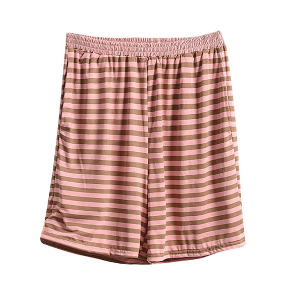 Taqqpue Plus Size Pajama Shorts for Women Modal Soft Comfort Striped Elastic Waist Pjs Lounge Shorts Sleepwear with Pockets XL-5XL