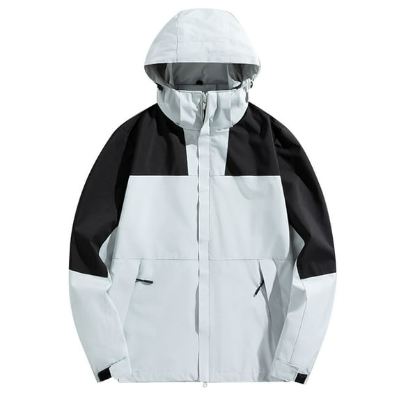 Taqqpue Plus Size Rain Jackets for Women Waterproof Lightweight Hooded Rain Coat Trench Coats Active Outdoor Color Block Zipper Pockets Lined Windbreaker Travel Jackets Mountaineering Suit