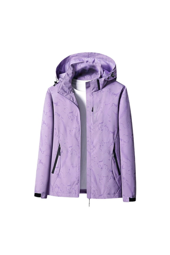 Plus Size Rain Jackets for Women Waterproof Lightweight Warm Winter Outdoor Insulated Snow Ski Jackets Zipper Pockets Hooded Lined Rain Coat Windbreaker Thick Mountaineering Suit Ski Suit