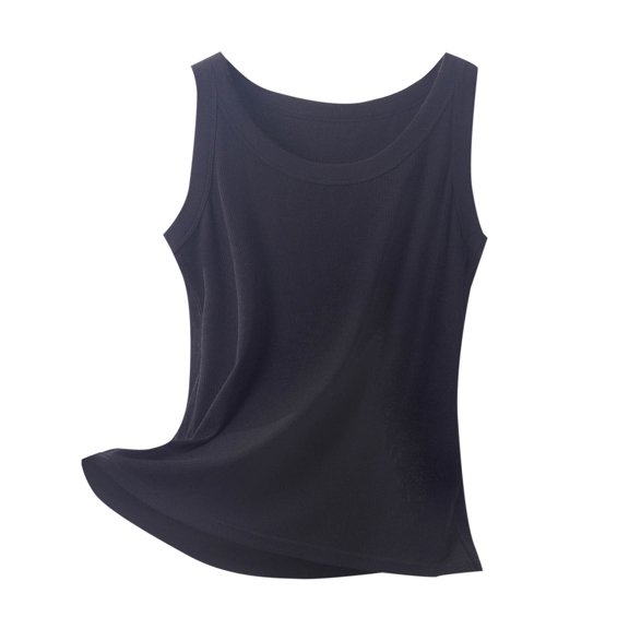Taqqpue Plus Size Tank Tops for Women Summer Sleeveless Crew Neck Casual T Shirts Solid Ribbed Loose Top Blouse XL-5XL