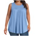 thumbnail image 1 of Taqqpue Plus Size Tank Tops for Women Summer Sleeveless Workout Tops Casual Round Neck Pleated Blouse Flowy Loose Fit Solid Color T Shirts, 1 of 6