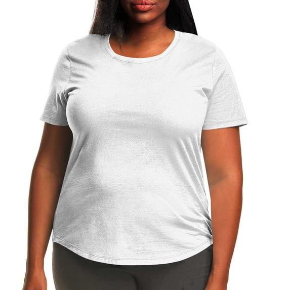 Taqqpue Plus Size Tops for Women Summer Casual Solid Color Crew Neck Short Sleeve Blouse Tops Flowy Loose Fit Side Split T Shirts