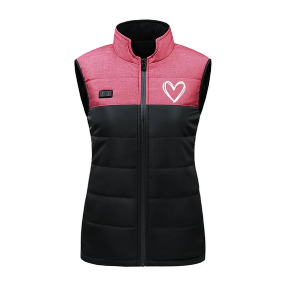 Taqqpue Plus Size Unisex Heated Vest for Women and Men 11 Heating Zones Love Heart Print Lightweight Water&Wind Resistant Smart Electric Heated Jacket Winter Coats Vest for Outdoor Work,Hiking,Skiing