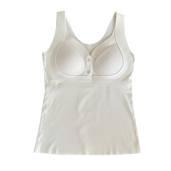 Taqqpue Pregnant Women Built in Bra Tank Tops Ribbed Sleeveless Button Up Camisole Brasieres Casual Loose Button Up Cami Knit Tees with Chest Cushion Nursing