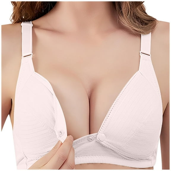 Taqqpue Pregnant Women's Breastfeeding Bra Solid Color Adjustable Strap Cotton Pre Opening Button Breast Feeding Bra Maternity Sleep Bras