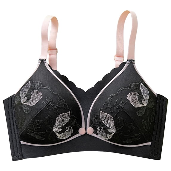 Taqqpue Pregnant Women's Breastfeeding Bra Solid Color Adjustable Strap Pre Opening Button Breast Feeding Bra Cotton Lace Maternity Sleep Bras