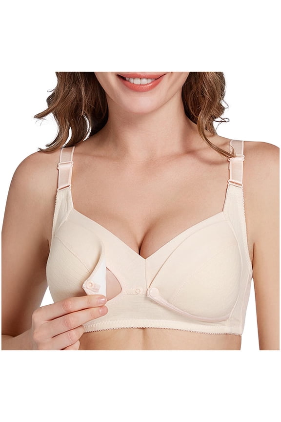 Pregnant Women's Breastfeeding Bra Solid Color Cotton Pre Opening Button Breast Feeding Bra Adjustable Strap Maternity Sleep Bras