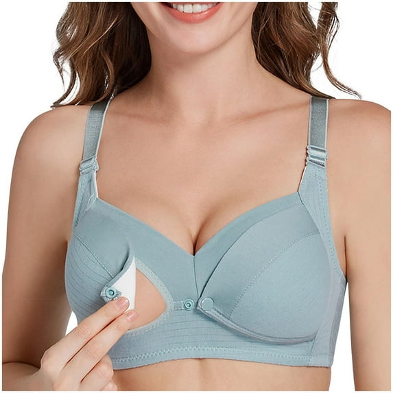 Taqqpue Pregnant Women's Breastfeeding Bra Solid Color Cotton Pre Opening Button Breast Feeding Bra Adjustable Strap Maternity Sleep Bras