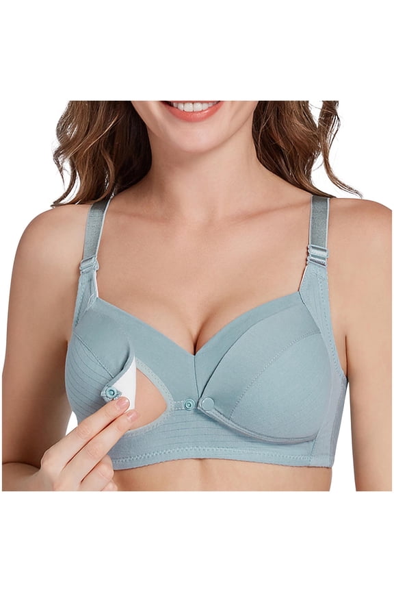Pregnant Women's Breastfeeding Bra Solid Color Cotton Pre Opening Button Breast Feeding Bra Adjustable Strap Maternity Sleep Bras