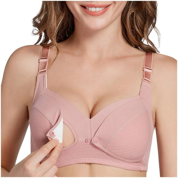 Taqqpue Pregnant Women's Breastfeeding Bra Solid Color Cotton Pre Opening Button Breast Feeding Bra Adjustable Strap Maternity Sleep Bras
