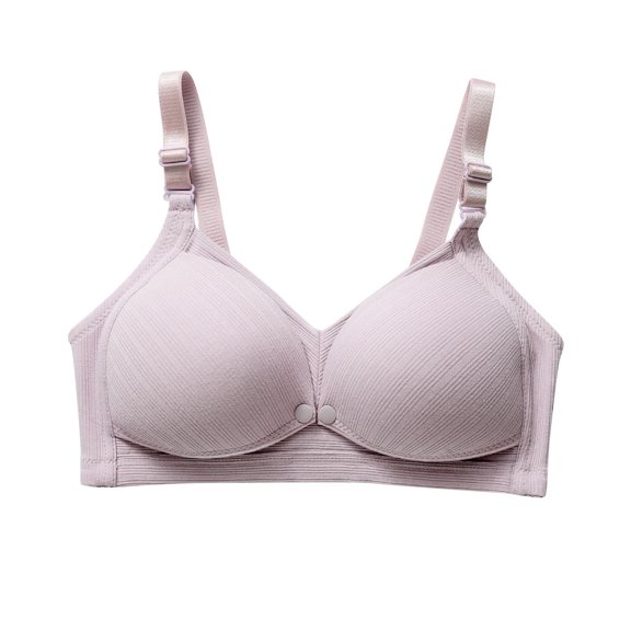 Taqqpue Pregnant Women's Breastfeeding Bra Solid Color Cotton Pre Opening Button Breast Feeding Bra Maternity Sleep Bras