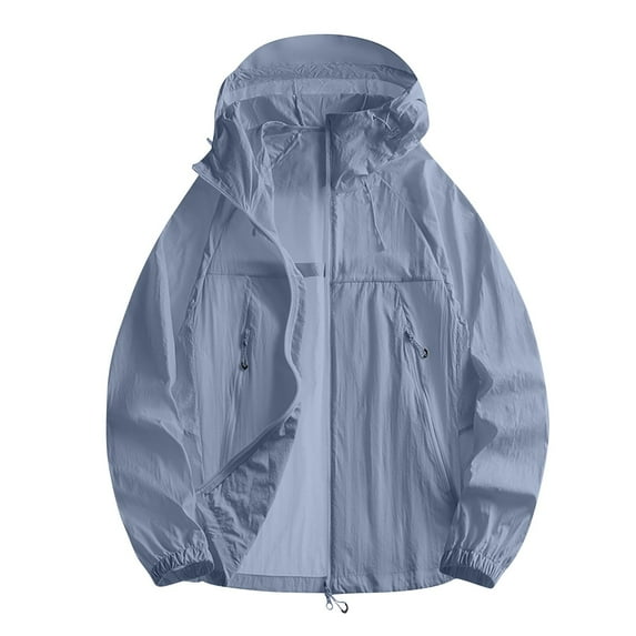 Taqqpue Rain Jackets for Women Casual Solid Color Lightweight Waterproof Windproof Sunscreen Adjustable Windbreaker Raincoats Long Sleeve Plus Size Hooded Jacket with Pockets