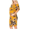 thumbnail image 1 of Taqqpue Ruffle Off Shoulder Fitted Maternity Dress Floral Printed Ruched Side Bodycon Dress Formal Pregnancy Dress for Baby Shower Photography, 1 of 6
