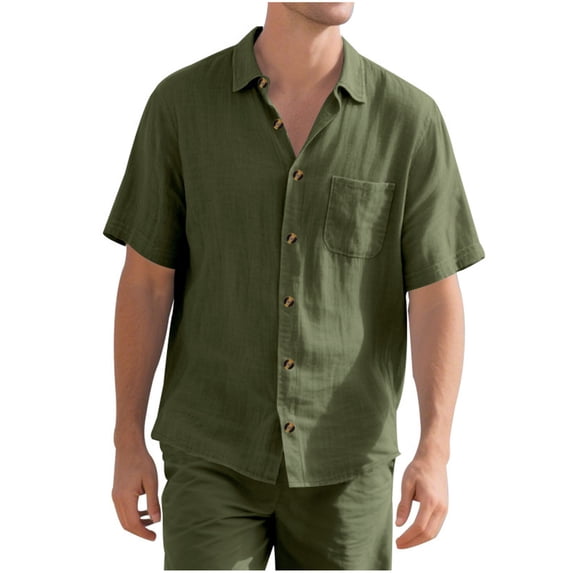 Taqqpue Shirts for Men Short Sleeve Button Down Shirt Collared Lightweight Summer Casual Beach Vacation Tops with Pocket