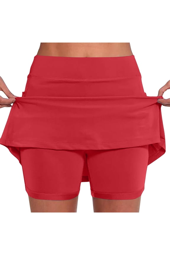 Shorts for Women High Waist Tummy Control Solid Color Athletic Tennis Skirts Mini Summer Workout Golf Running Shorts with Pockets for Sports