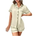 thumbnail image 1 of Taqqpue Silk Pajama Sets Womens 2 Piece Short Sleeve Sleepwear Soft Button Down Loungewear Satin Pjs Shorts Lounge Set S-XXL, 1 of 6