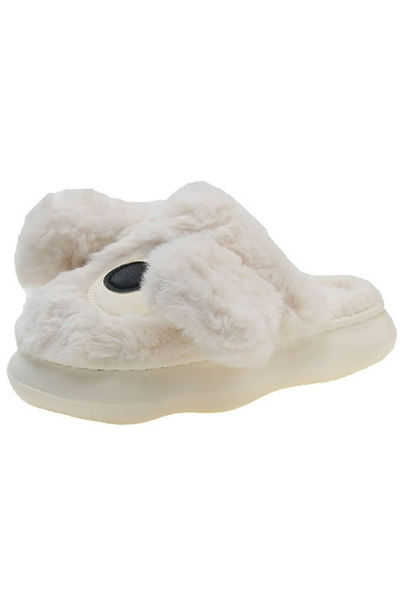 Slippers For Women Solid Color Warm Cute Ball Home Round Head Soft Soled Cotton Slippers Winter Fall House Slippers