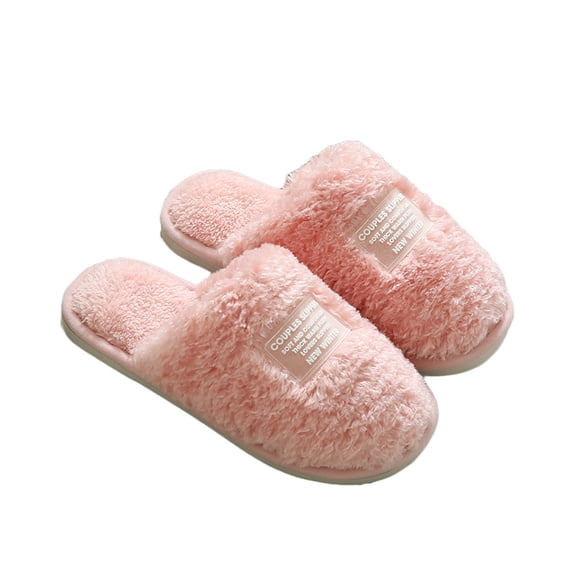 Taqqpue Slippers for Women Winter Couple Home Shoes Transparent Plastic Label Concise Home Women's Cotton Slippers, Warm Cotton Slippers Soft Bottom Mute Non-slip