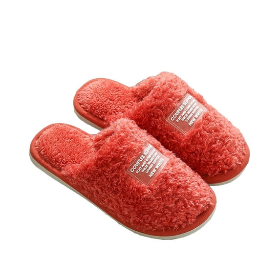 Taqqpue Slippers for Women Winter Couple Home Shoes Transparent Plastic Label Concise Home Women's Cotton Slippers, Warm Cotton Slippers Soft Bottom Mute Non-slip