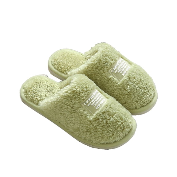 Taqqpue Slippers for Women Winter Couple Home Shoes Transparent Plastic Label Concise Home Women's Cotton Slippers, Warm Cotton Slippers Soft Bottom Mute Non-slip